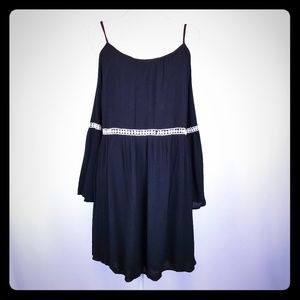 Sage Black Boho Cold Shoulder Dress